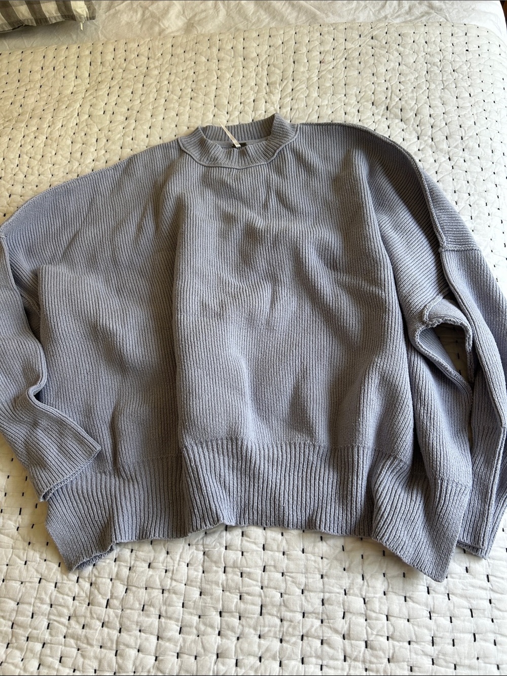 Free People Easy Street Light Blue Women's Mock Neck Sweater